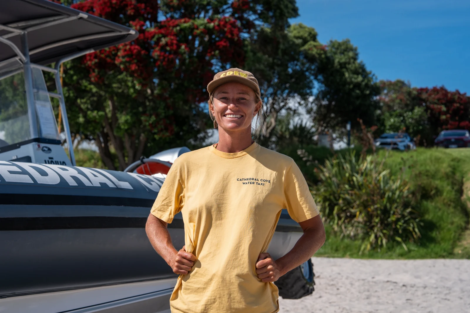 One of our water taxi skippers on Hahei Beach